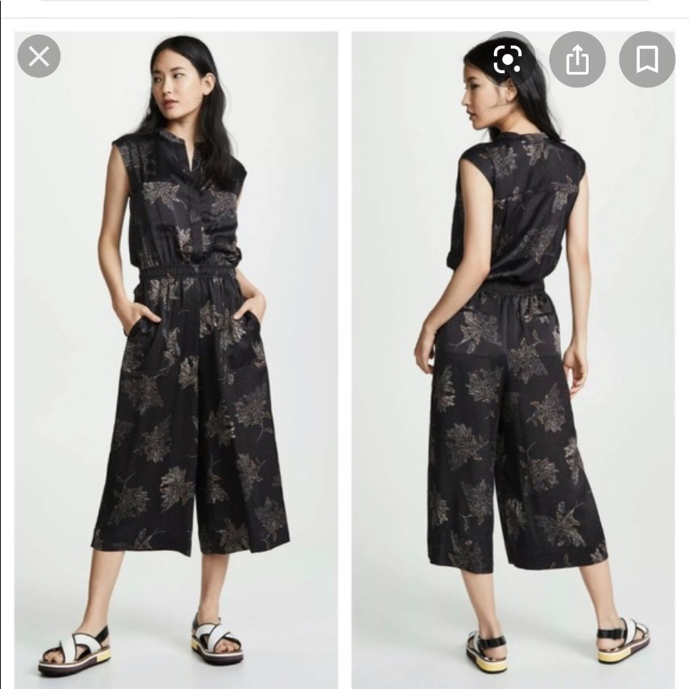 Vince Black Floral Sleeveless Jumpsuit